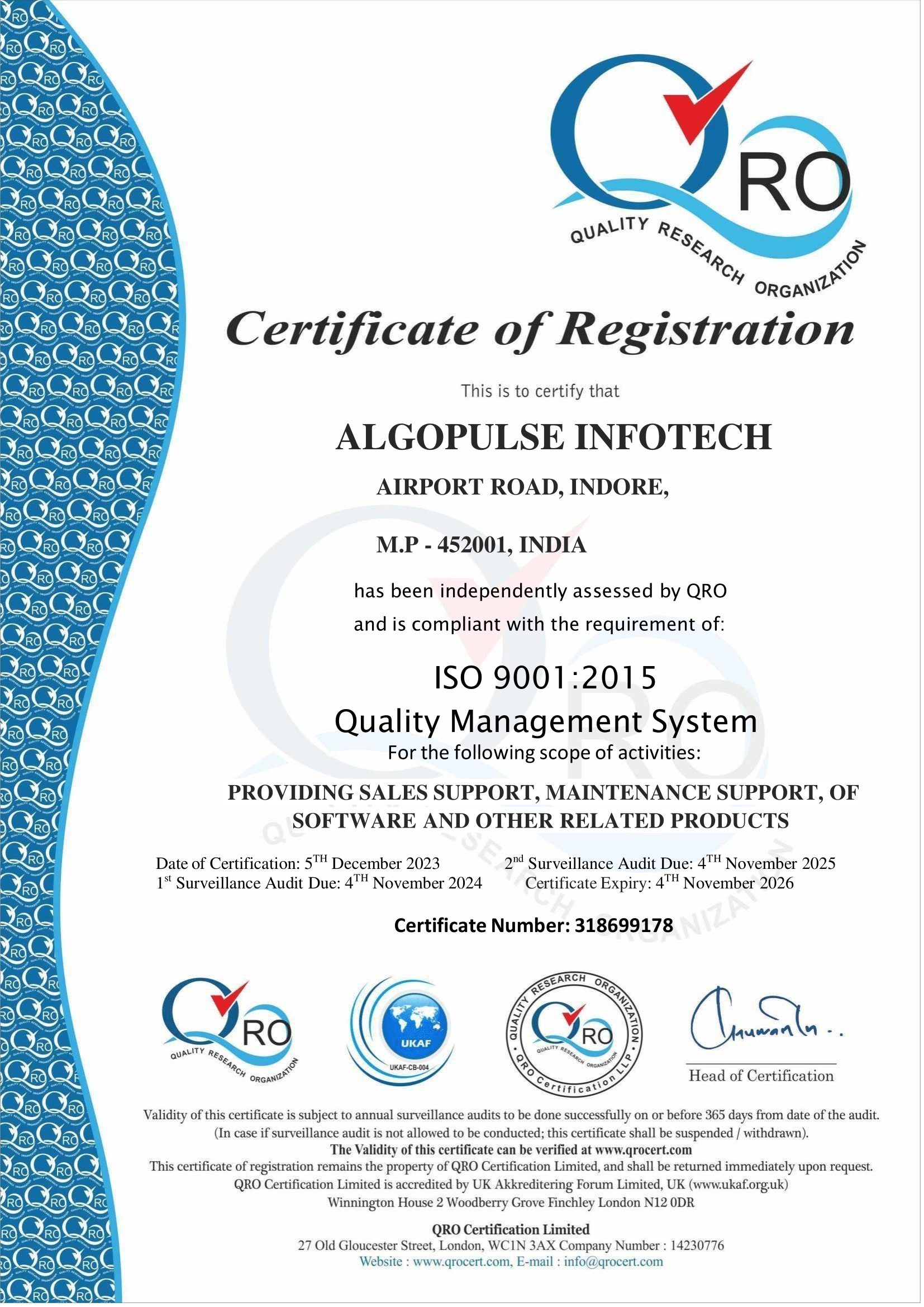 Iso certificate